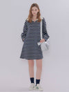 Stripe Collar Midi Dress Navy - METAPHER - BALAAN 3