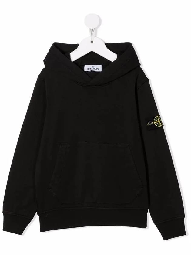 Kids Cotton Fleece Wappen Patch Hoodie Black - STONE ISLAND - BALAAN 3