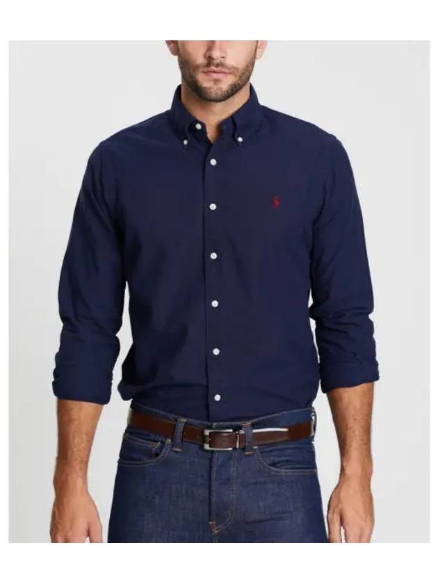 Men's Cotton Classic Fit Oxford Long Sleeve Shirt Navy - POLO RALPH LAUREN - BALAAN 2