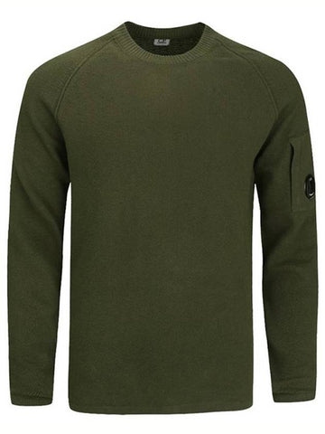 Lens Wappen Crew Neck Knit Top Khaki - CP COMPANY - BALAAN.