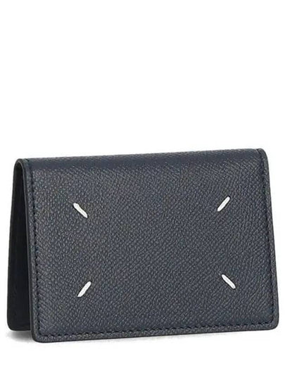 Stitched Bi-Fold Leather Card Wallet Navy - MAISON MARGIELA - BALAAN 2