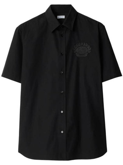 Embroidered Logo Long Sleeve Shirt Black - BURBERRY - BALAAN 2