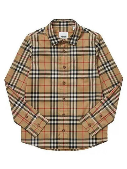 Vintage Check Stretch Cotton Long Sleeve Shirt Beige - BURBERRY - BALAAN 2