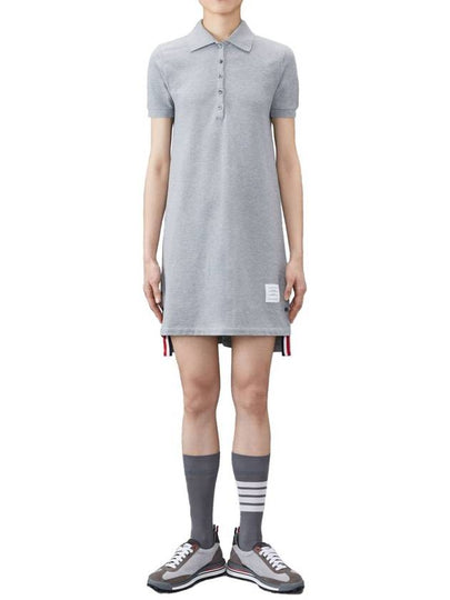 Classic Cotton Pique Center Back Stripe A-Line Short Sleeve Polo Shirt Short Dress Grey - THOM BROWNE - BALAAN 2