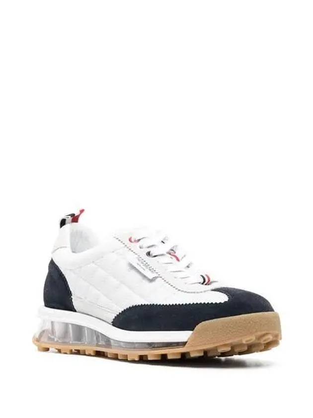 Tech Runner Quilted Low Top Sneakers White Navy - THOM BROWNE - BALAAN 4