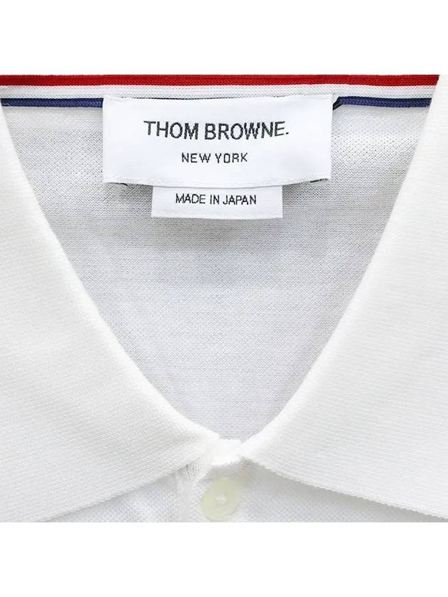 Men's Three Stripes Pocket Mercerized Short Sleeve Polo Shirt White - THOM BROWNE - BALAAN 3