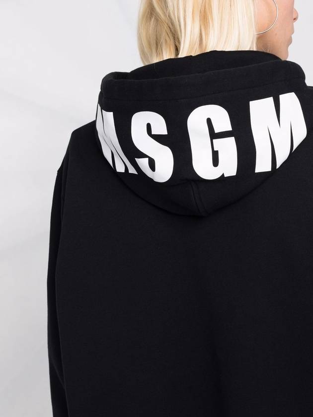 Maxi Logo Print Overfit Cotton Hoodie Black - MSGM - BALAAN 4