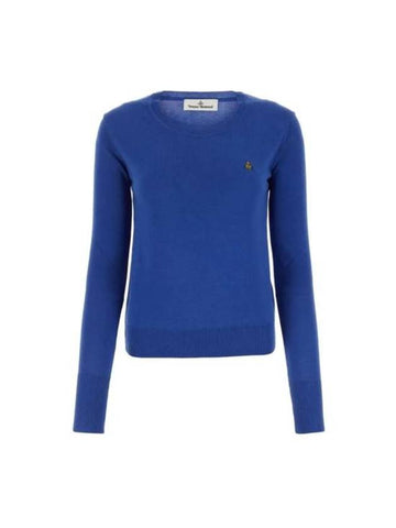 ORB Embroid Logo Knit Top Blue - VIVIENNE WESTWOOD - BALAAN 1