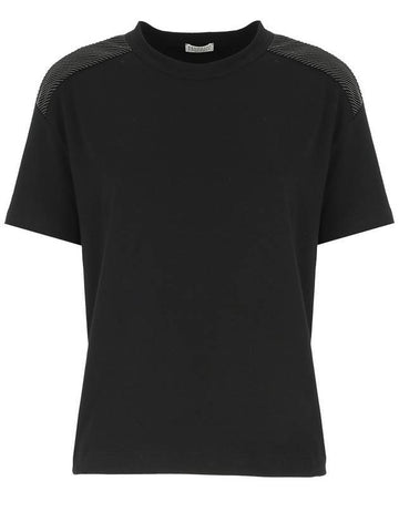 Monilli Shoulder Short Sleeve T-Shirt Black - BRUNELLO CUCINELLI - BALAAN 1