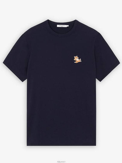 Chillax Fox Patch Classic Short Sleeve T-Shirt Navy - MAISON KITSUNE - BALAAN 2