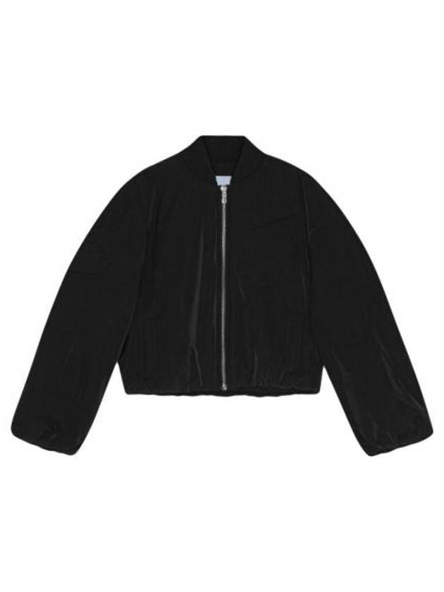 Drop Oversized Zipper Twill Bomber Jacket Black - GANNI - BALAAN 2