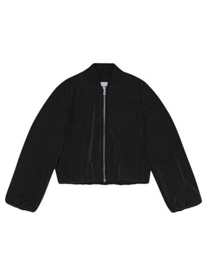 Drop Oversized Zipper Twill Bomber Jacket Black - GANNI - BALAAN 2