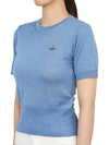 Women's Orb Logo Wool Silk Blend Crop Knit Top Blue - VIVIENNE WESTWOOD - BALAAN 3