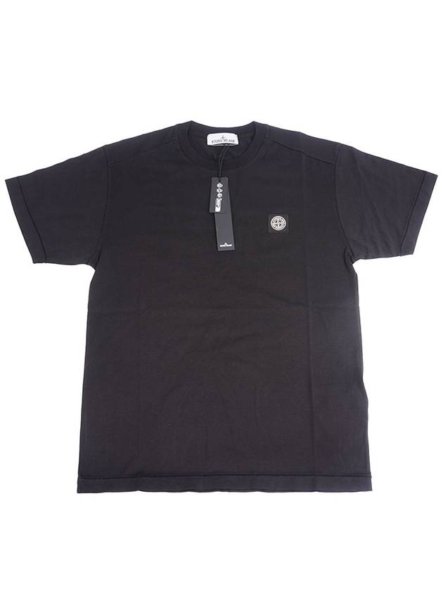 Logo Patch Short Sleeves T-Shirt Black - STONE ISLAND - BALAAN 2