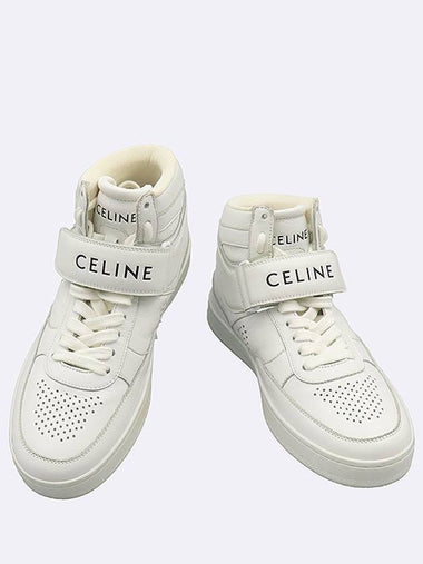 Celine 345013338C 01OP White Color Leather CT 03 High Top Velcro Women s Sneakers 36 - CELINE - BALAAN 1