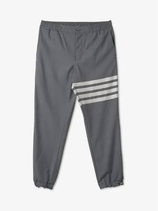 Plain Weave 4-Bar Elastic Waist Track Pants Grey - THOM BROWNE - BALAAN 2