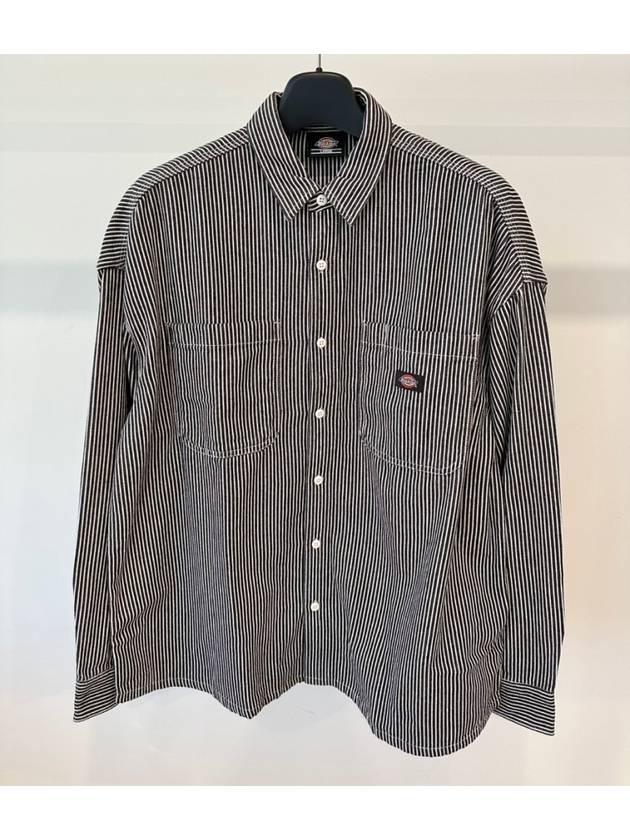 Stripe Cotton Long Sleeve Shirt Grey - DICKIES - BALAAN 2