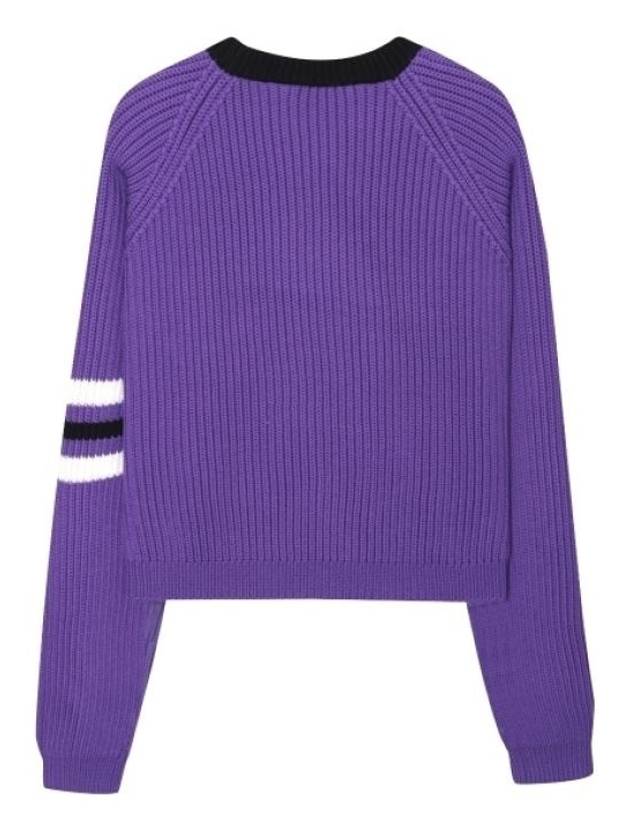 M Logo Crop Wool Knit Top Purple - MIU MIU - BALAAN 3