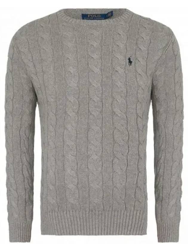 Embroidery Logo Cable Knit Top Grey - POLO RALPH LAUREN - BALAAN 2