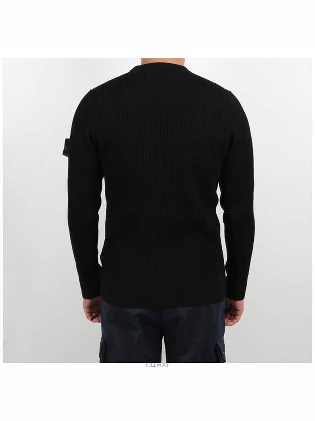 Full Rib Pure Wool Crewneck Knit Top Navy - STONE ISLAND - BALAAN 5