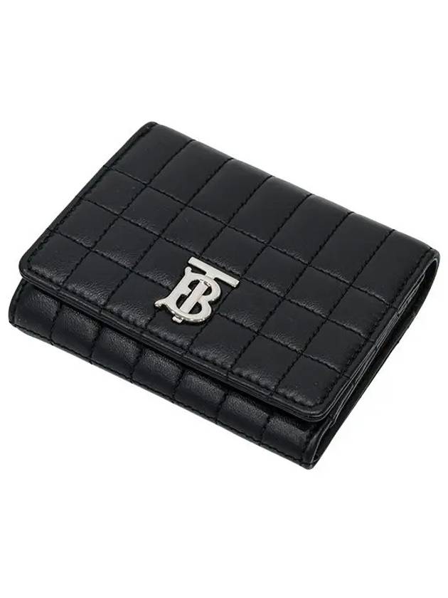 Lola Folding Small Quilted Leather Card Wallet Black Palladium - BURBERRY - BALAAN 5