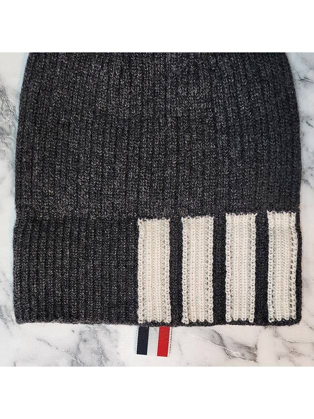 4 Bar Stripe Cashmere Beanie Grey - THOM BROWNE - BALAAN 5