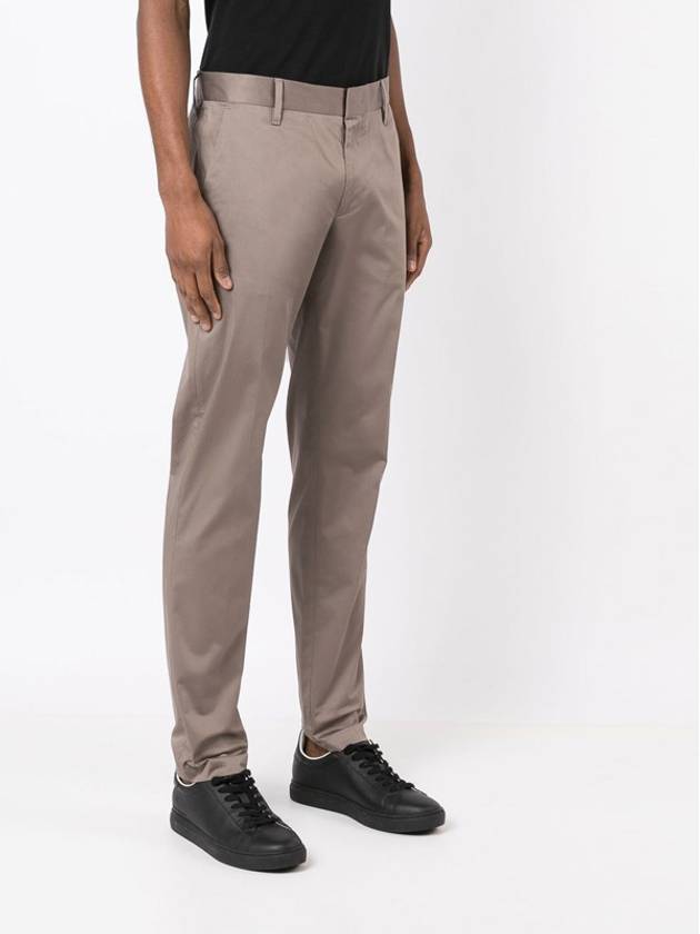 Slim Cut Cotton Blend Straight Pants Light Brown - EMPORIO ARMANI - BALAAN 4