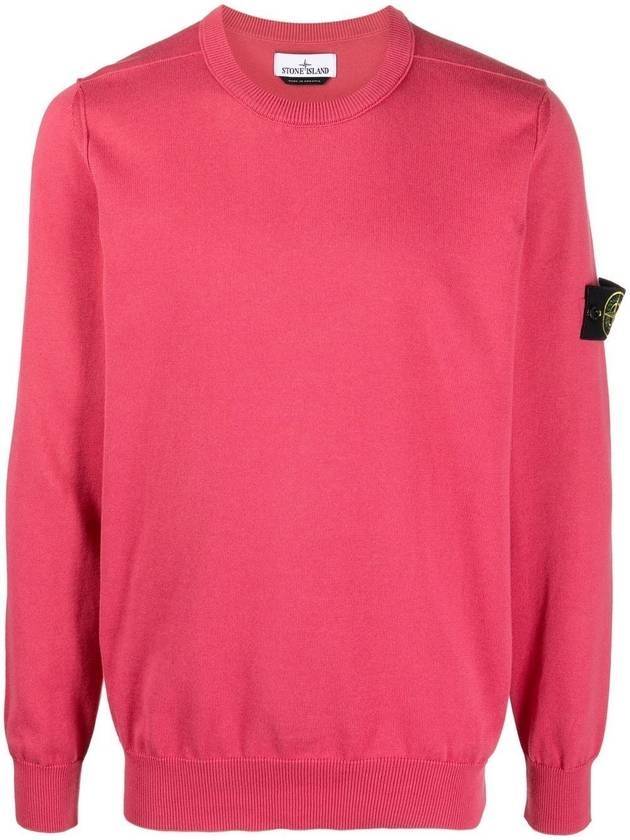 Logo Patch Knit Top Fuchsia - STONE ISLAND - BALAAN 1