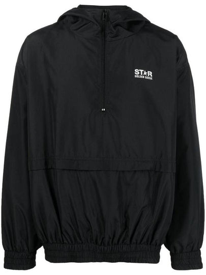 Men's Back Logo Hooded Windbreaker Black - GOLDEN GOOSE - BALAAN 2