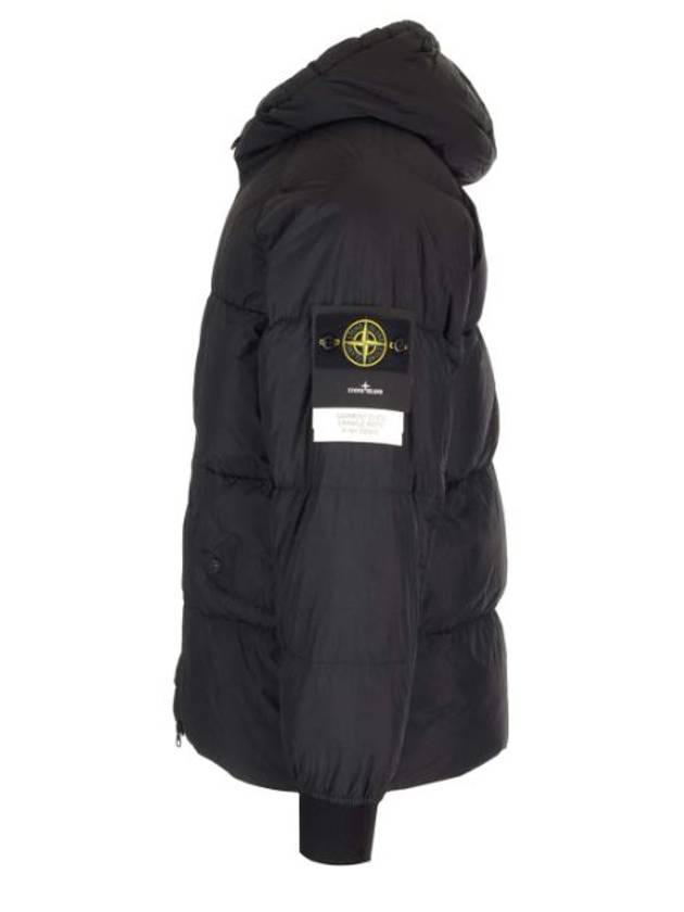 Garment Dyed Crinkle Reps Recycled Nylon Hoodie Padding Black - STONE ISLAND - BALAAN 4