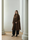 Kaisienne slim fit no collar slit wool embroidery stitch coat khaki brown - CAHIERS - BALAAN 3