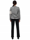 Sustainable Fine Merino Wool 4-Bar Relaxed Fit V-Neck Cardigan Light Grey - THOM BROWNE - BALAAN 6