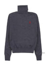 Heart Logo Wool Turtleneck Grey - AMI - BALAAN 2