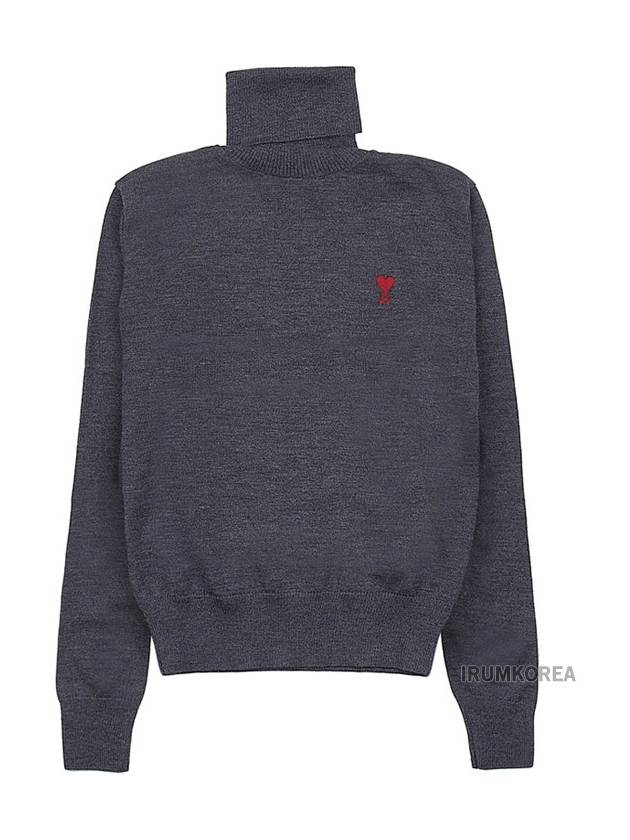 Heart Logo Wool Turtleneck Grey - AMI - BALAAN 2