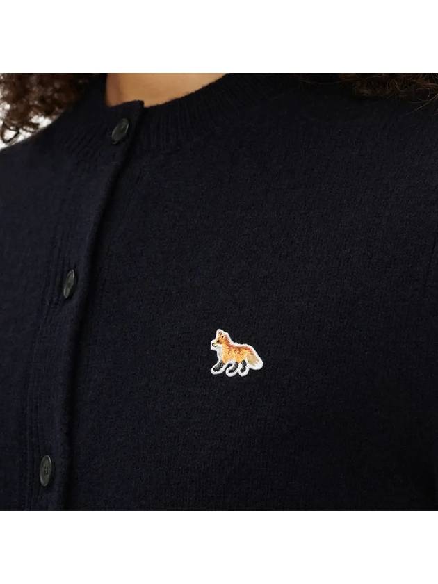 Baby Fox Patch Round Neck Fitted Cardigan Navy - MAISON KITSUNE - BALAAN.