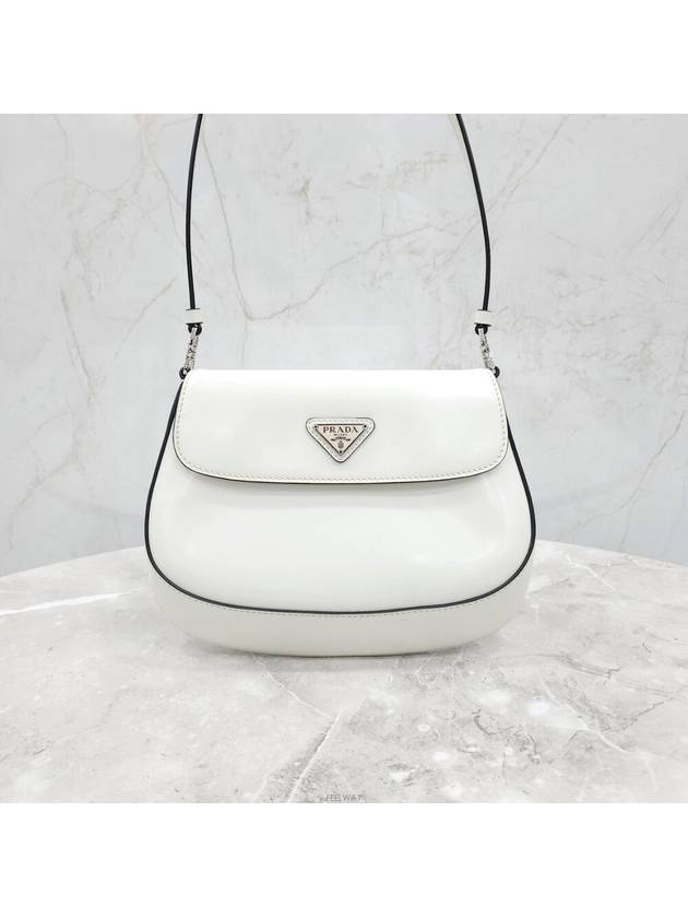 Lux You Flap Cleo Brushed Leather Shoulder Bag White 1BD311 - PRADA - BALAAN 1