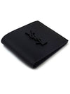 Cassandre  Leather Half Wallet Black - SAINT LAURENT - BALAAN 3