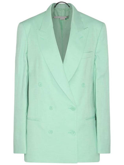 Women's Oversized Double Breasted Jacket Fluo Mint - STELLA MCCARTNEY - BALAAN 2