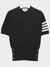 Women's Cashmere Striped Short Sleeve Knit Top Dark Grey - THOM BROWNE - BALAAN 4