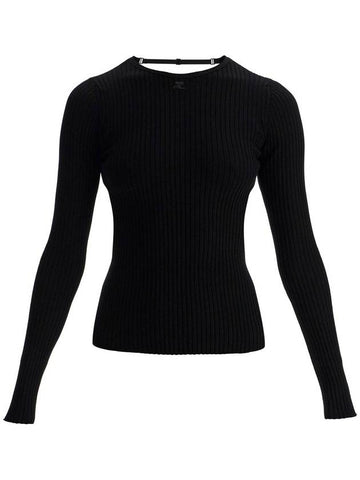 black viscose and polyester sweater with drop neckline - COURREGES - BALAAN 1