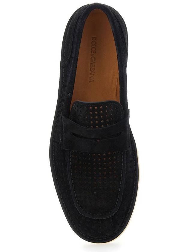 'Florio' Black Loafers With Logo Detail On The Rear And Penny Slot In Suede Woman - DOLCE&GABBANA - BALAAN 4