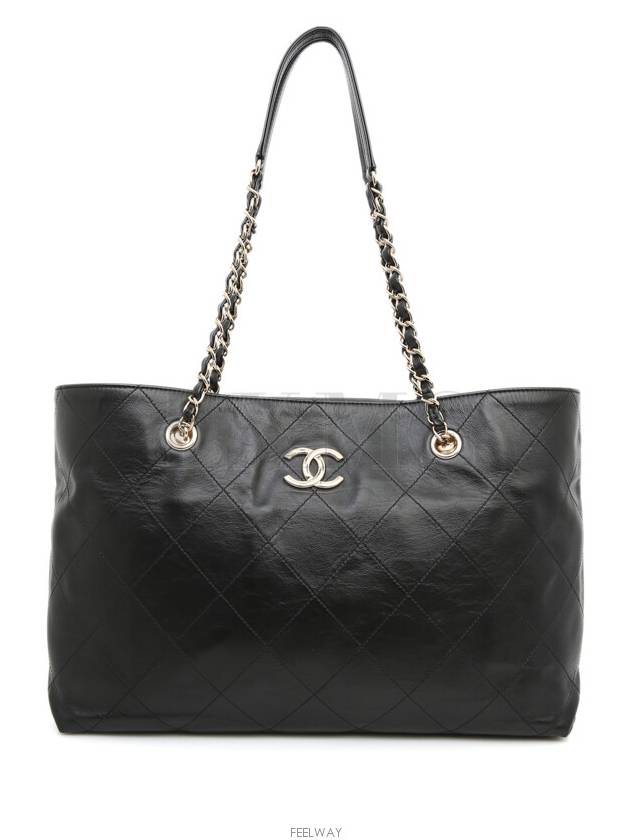 Black Matrasse Chain Shoulder Bag Quilted Medium Shopper AS2442 - CHANEL - BALAAN 1