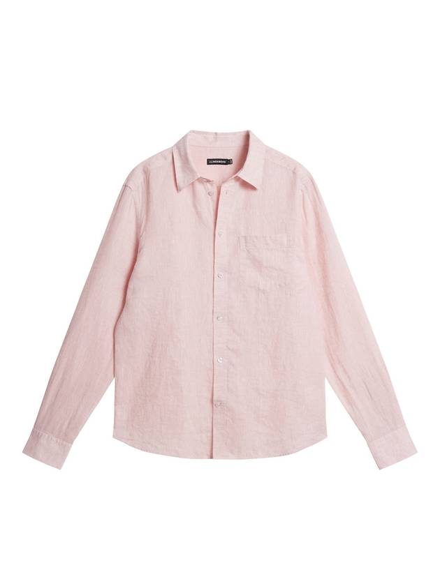 Slim Linen Melange Long Sleeve Shirt Powder Pink - J.LINDEBERG - BALAAN 1