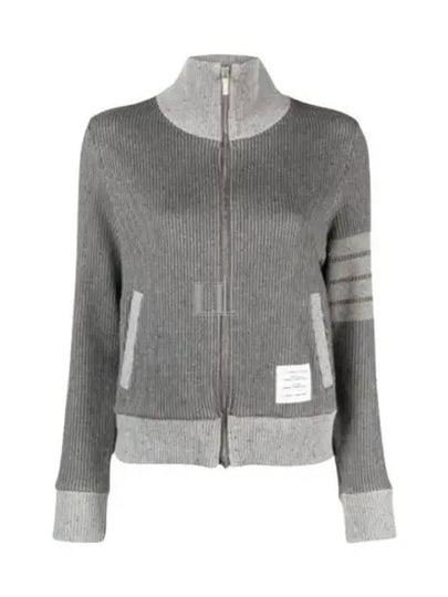 Women's 4-Bar Funnel-Neck Zip-Up Jacket Grey - THOM BROWNE - BALAAN 2