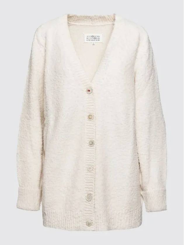 V-Neck Stitch Oversized Knit Cardigan White - MAISON MARGIELA - BALAAN 4