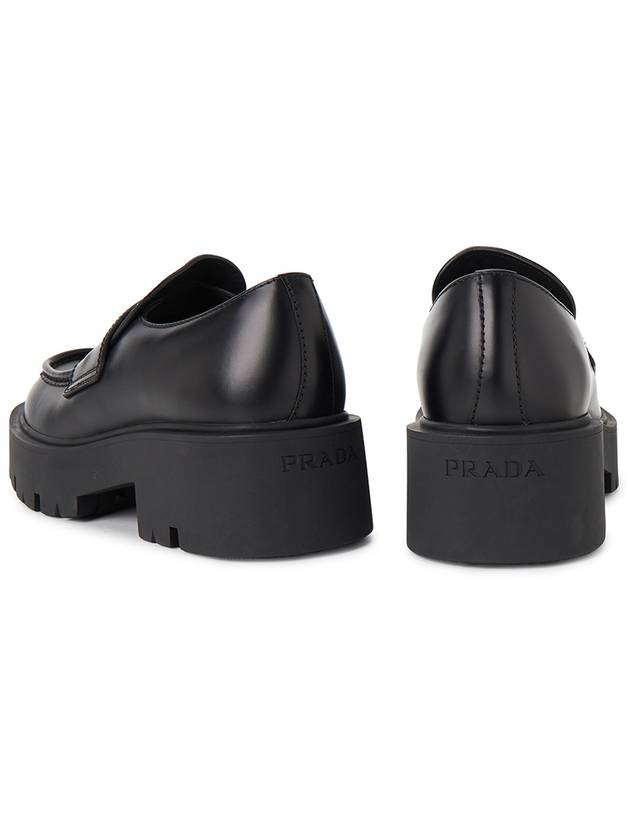 Triangle Logo Brushed Leather Loafers Black - PRADA - BALAAN 7