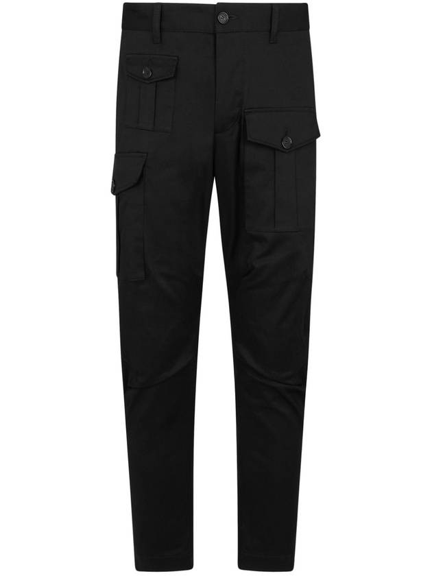 Logo Patch Cotton Cargo Pants Black - DSQUARED2 - BALAAN 2