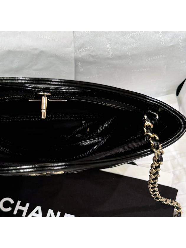 31 Bag Season Bag New Mini Glossy Calfskin Gold Black - CHANEL - BALAAN 8