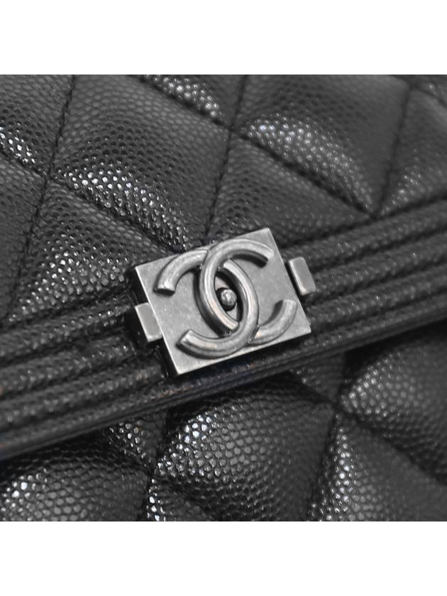 Boy Silver Long Flap Caviar Long Wallet Black - CHANEL - BALAAN 5