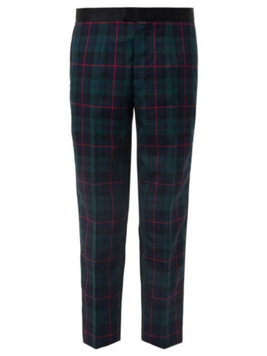 Green Tartan Front Satin Cropped Trousers - UNDERCOVER - BALAAN 1